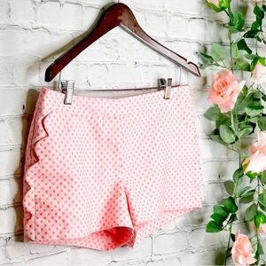 J. Crew Scalloped Shorts White & Pink Polka Dot